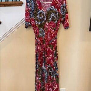 Chaus Multicolor Paisley V-Neck Maxi Dress